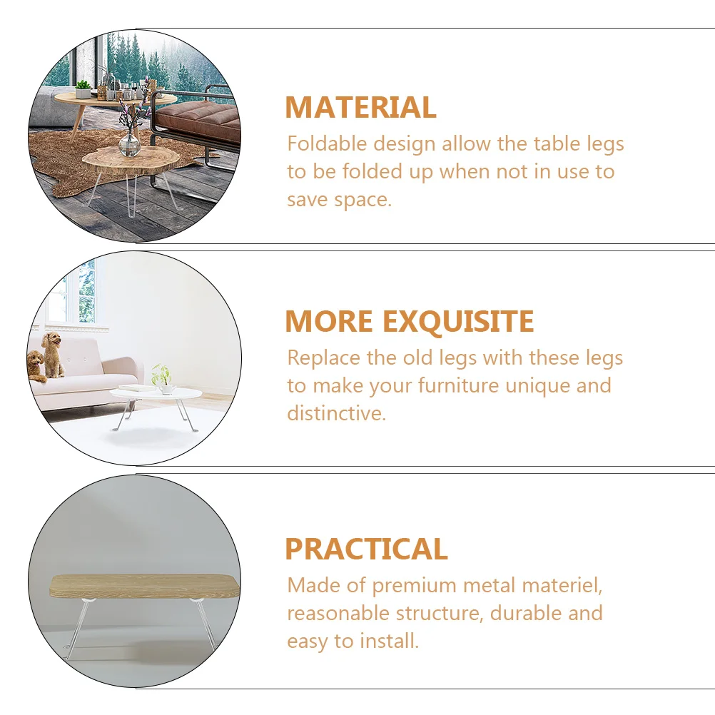 

6Pcs Folding Table Legs Metal Replaceable Heavy Duty Wear Resistant for Coffee Laptop Night Stand End Tables Home Supply