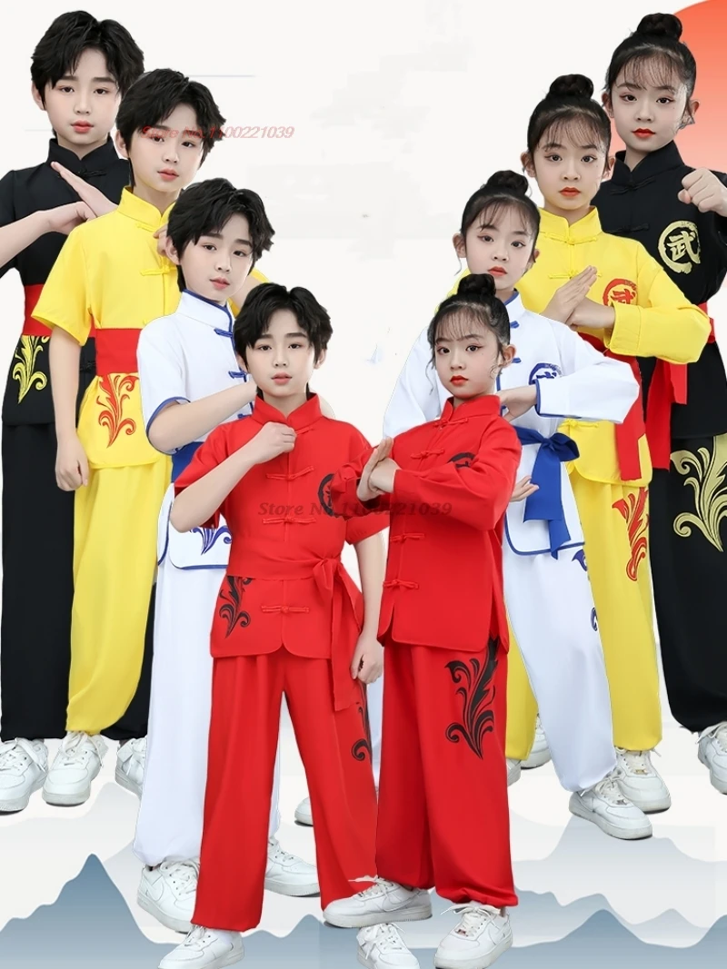 2024 chinese children wushu kung fu clothing martial arts suit kungfu wing chun shaolin flower print kungfu training exercise