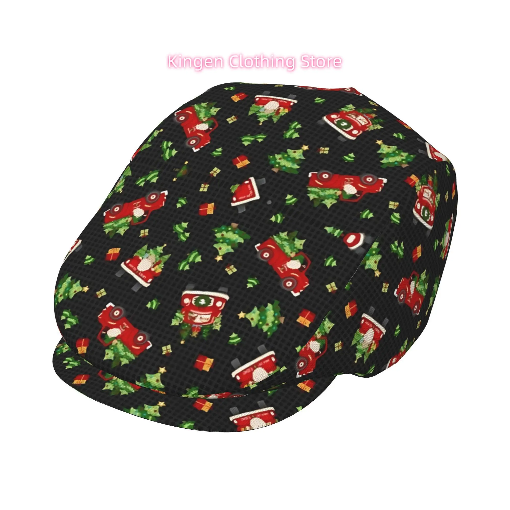 Christmas Trucks with Trees And Gifts Men And Women Adjustable Flat Cap Newsboy Beret Ivy Cap Irish Cabbie Fishing Hats Forward