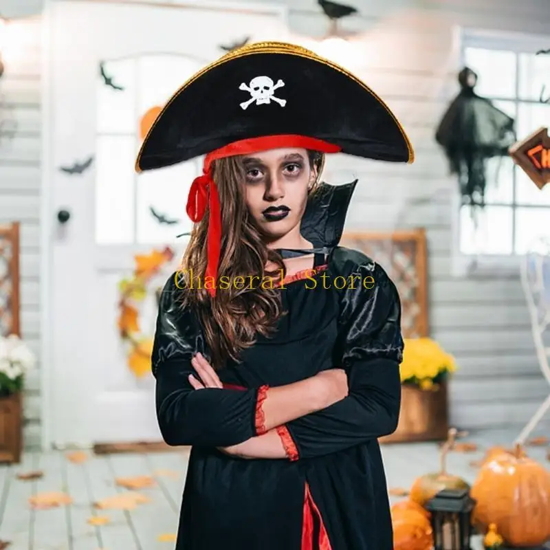 e7ceハロウィーントリコーンハットデリケートブラックトリコーン帽子buccaneerコスチュームハット