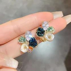 French Romantic Sexy Flower Stud Earrings 2025 New Jewelry Fashion Ear Accessories for Women and Gilrs Gift