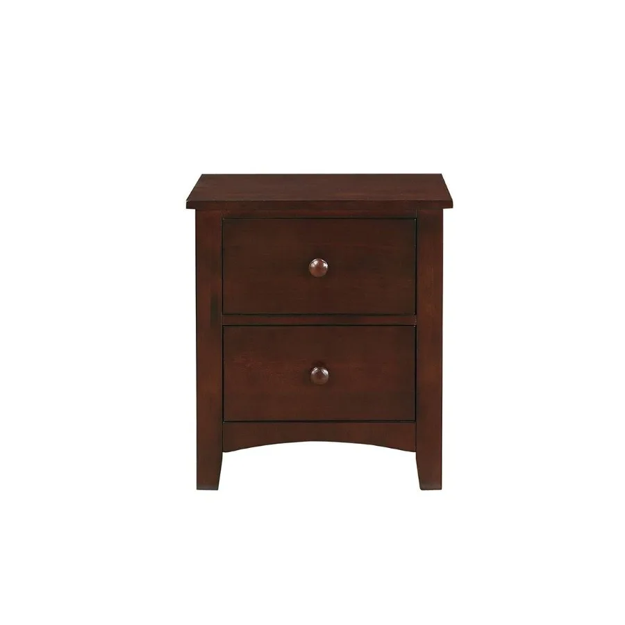 Dark Oak Finish Nightstand 2-Drawers Pine Veneer MDF Wooden 1pc Modern Nightstand