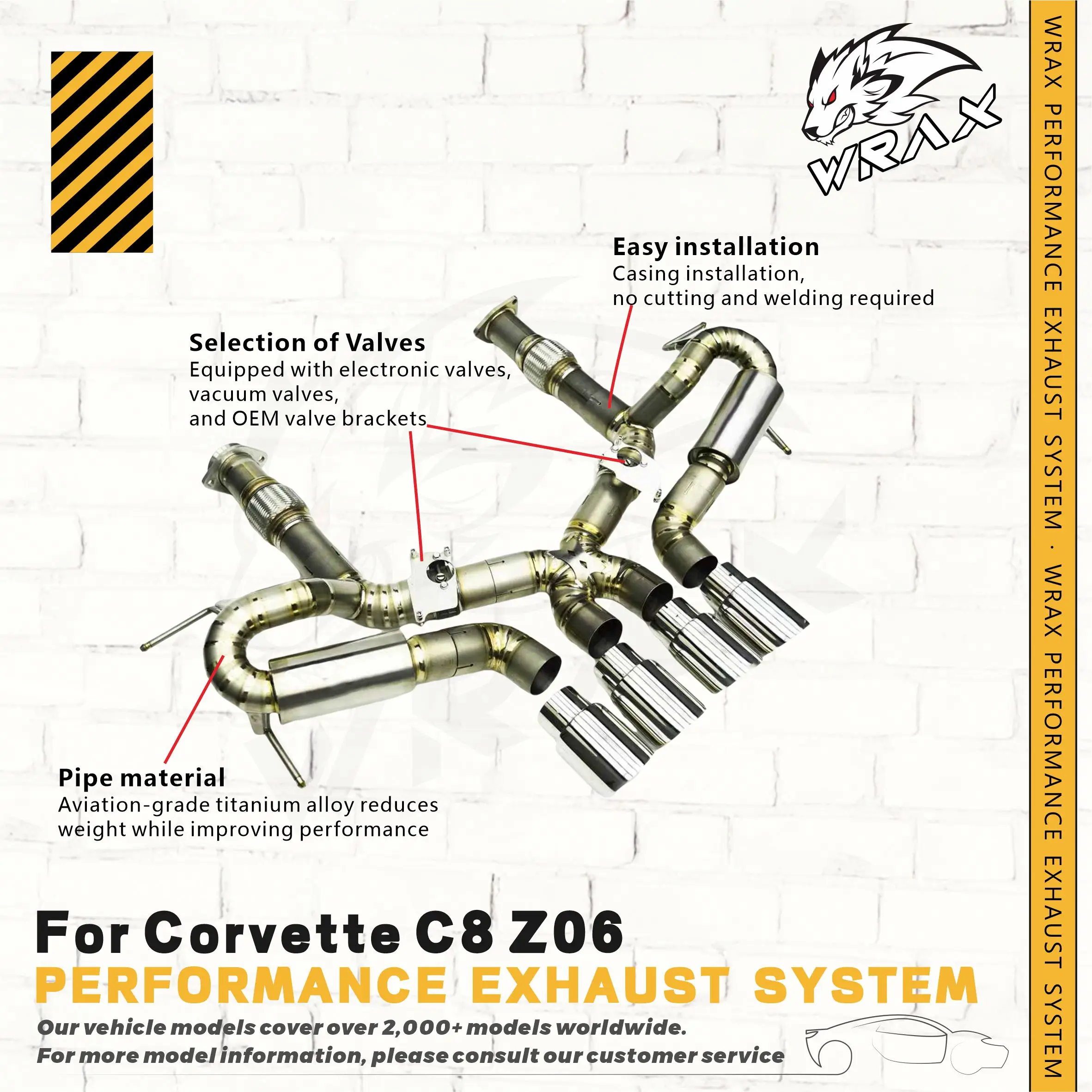 

WRAX Premium Ti High-Perf Catback Exhaust - Upgraded X-tube Design for Corvette C8 Z06, Sport Backfire Explosion Sound & Horsepo