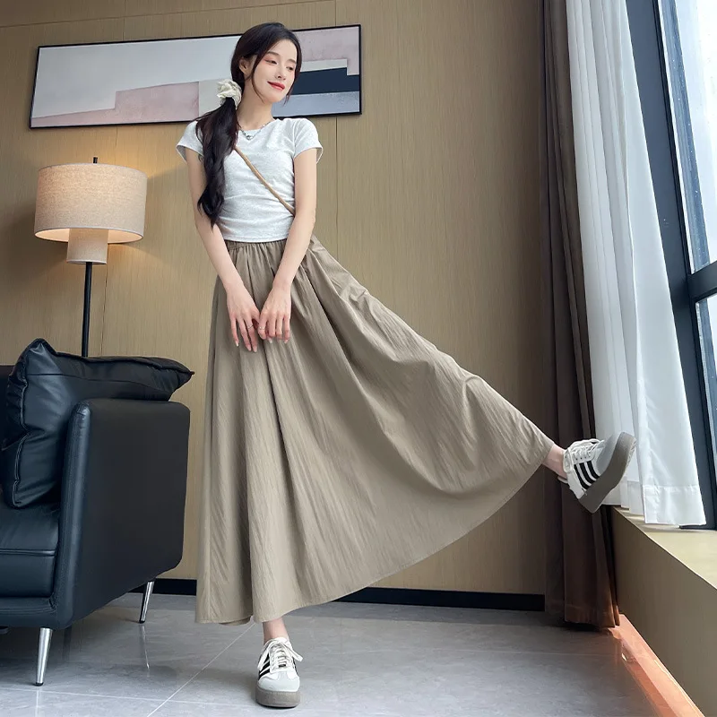 

Spring Summer New Women's High Waist A-Line Skirt Thin Hanging Sense Umbrella Long Skirt Small Size Sakamoto Skirt