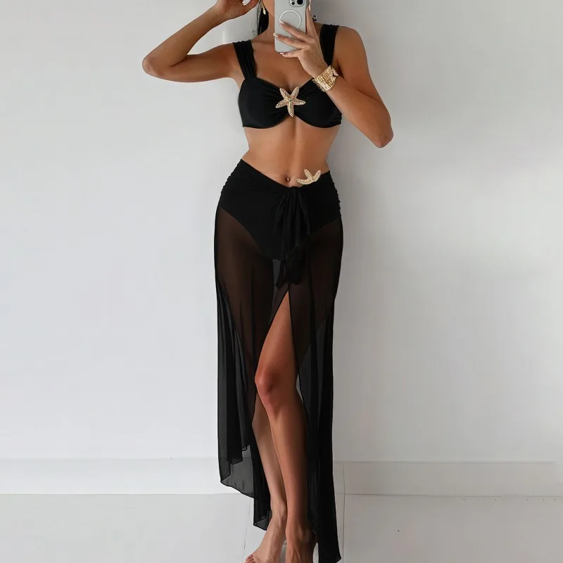Swimming Suit for Women Bikini New Fashionable and Sexy European and American Leopard Print Three Piece Vacation Swimsuit