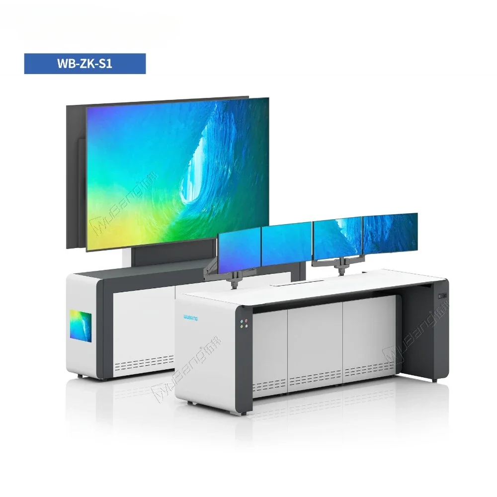 Operator pusat operasi meja mebel pemantau keamanan peralatan ruang kontrol meja perintah furnitur