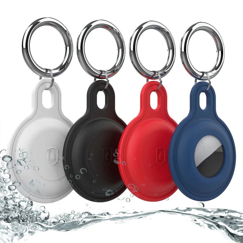Waterproof Case for Airtag Keychain Holder with Key Ring Silicone Shockproof Anti-Scratch for Air Tag Tracker Protective case view 2