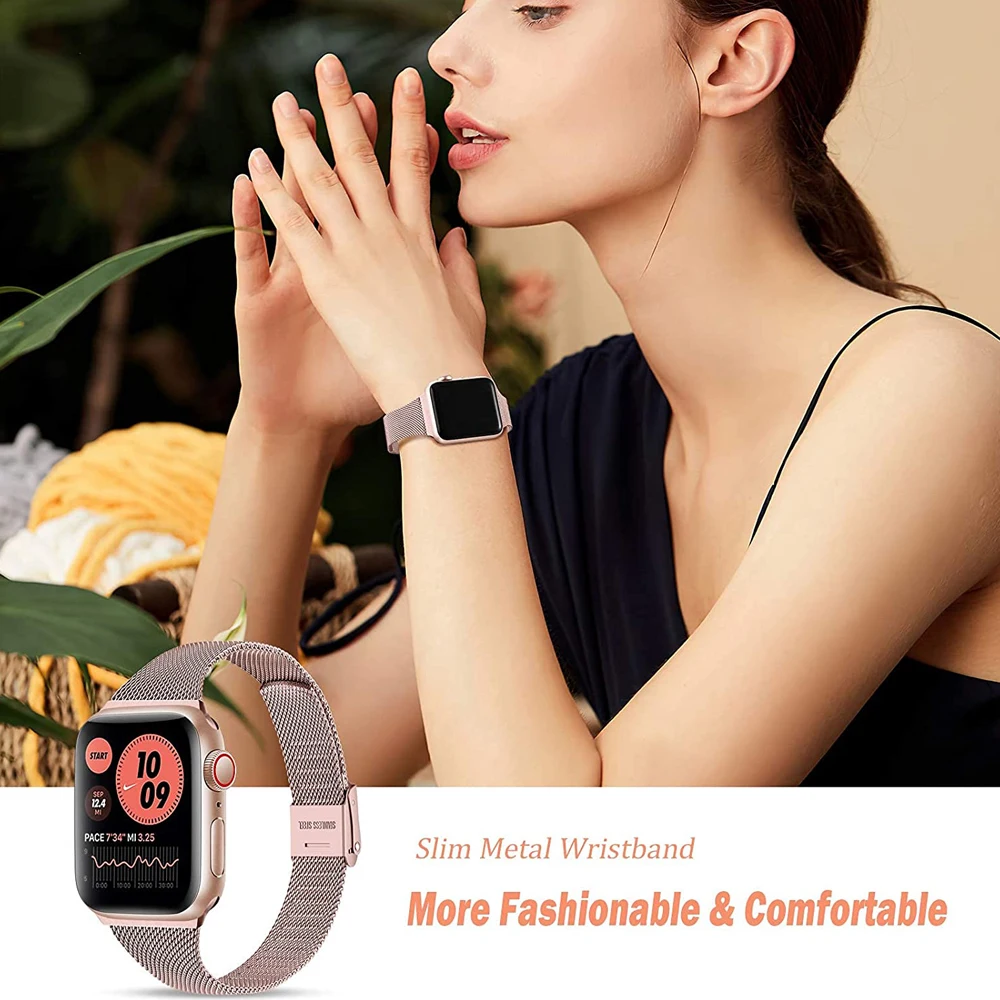 

YAYUU Metal Milanese Strap For Apple Watch 38mm-49mm Slim Narrow Adjustable Strap For iWatch Series 11/10/9/8/7/6/SE/5/4/3/2/1