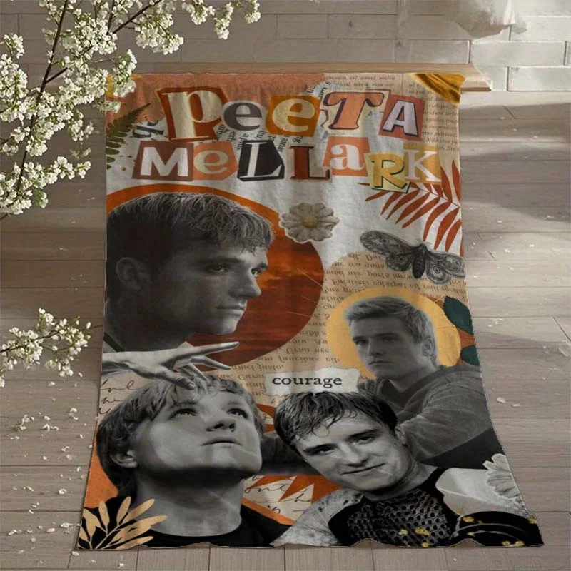 Customize Peeta Mellark Art Collage Theme Flannel Soft Blanket, All-Season Use, Hypoallergenic and Tear-Resistant, Ideal for Sof