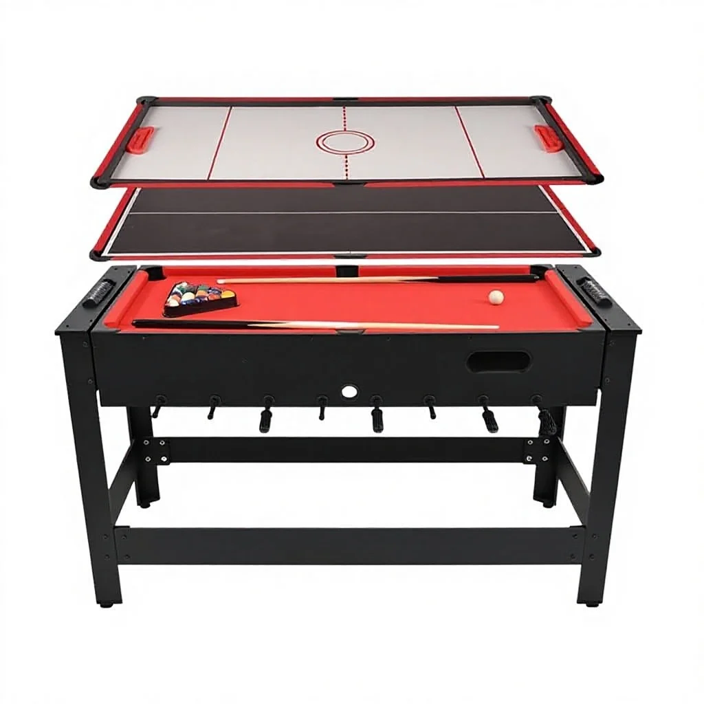 Multifunctional Four-in-One Home Table Soccer Billiard Ping-Pong Children's Small Game Table Steel 126x68.5x20.9cm