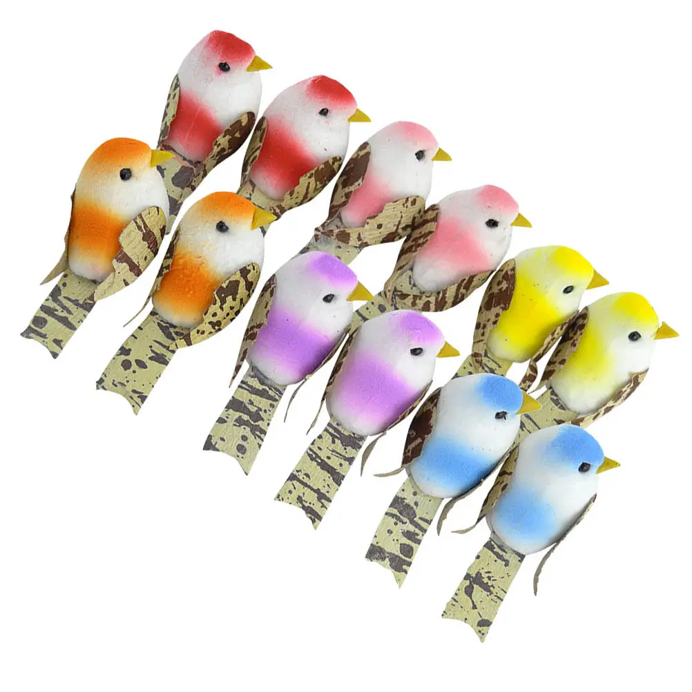 12Pcs Lifelike Bird Ornaments Premium Artificial Foam Simulation Birds for Garden Yard Balcony Lawn Home Office Desktop Decor