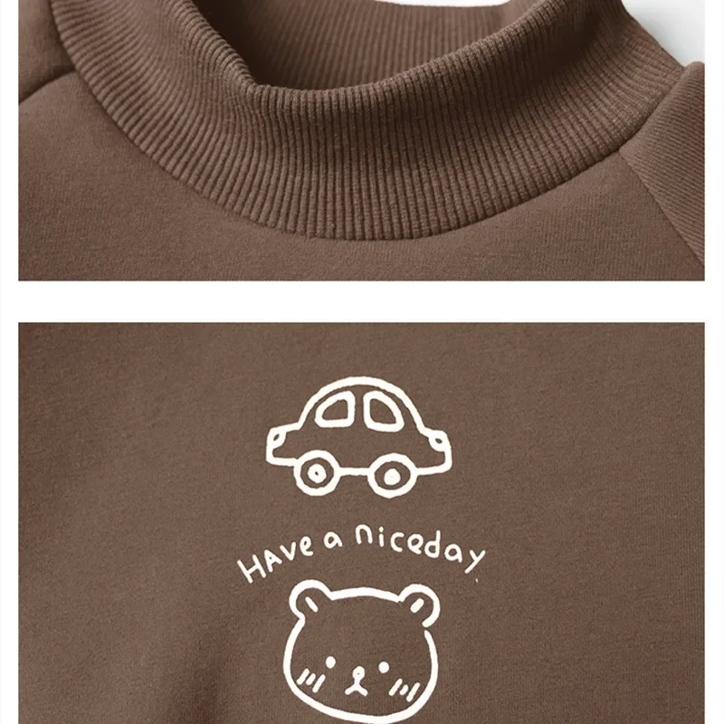 2024 Fall Winter New Kids Hoodies Lining Fleece half turtleneck sweatshirts Boys thicken warm pullover Girls Tops