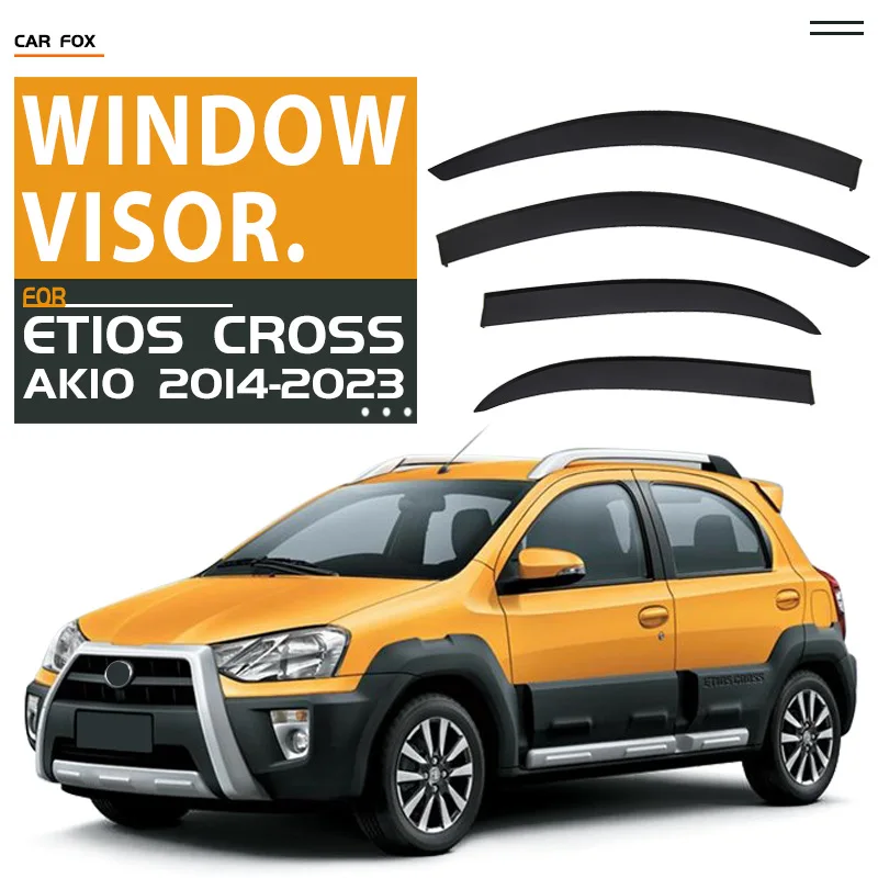 

Для Toyota Etios Liva Cross 2014-2023: Черные дефлекторы окон, навесы-козырьки, защита от дождя и солнца для боковых окон, аксессуары