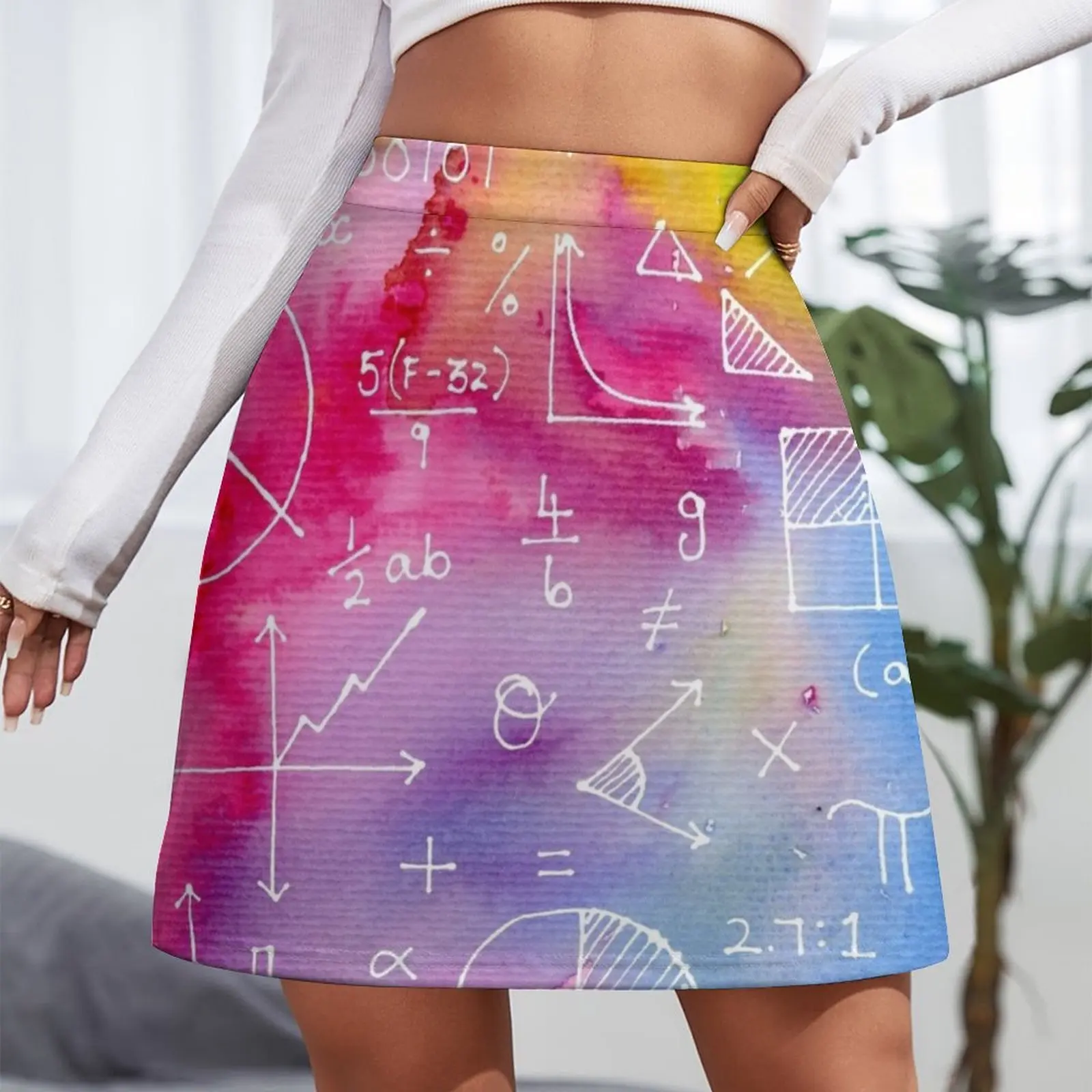 Math formulae (watercolor background) Mini Skirt School uniform mini denim skirt Skort for women summer dress women 2023