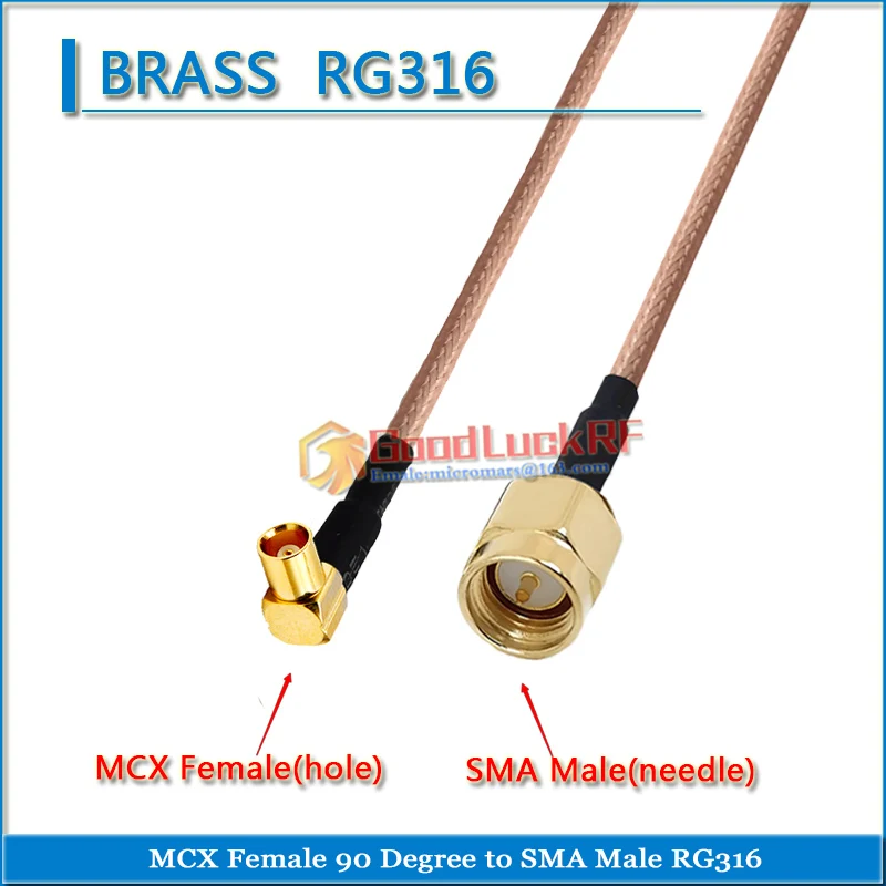 SMA ذكر إلى MCX ذكر وأنثى 90 درجة الزاوية اليمنى 50ohm ضفيرة البلوز RG316 تمديد كابل RF موصل محول
