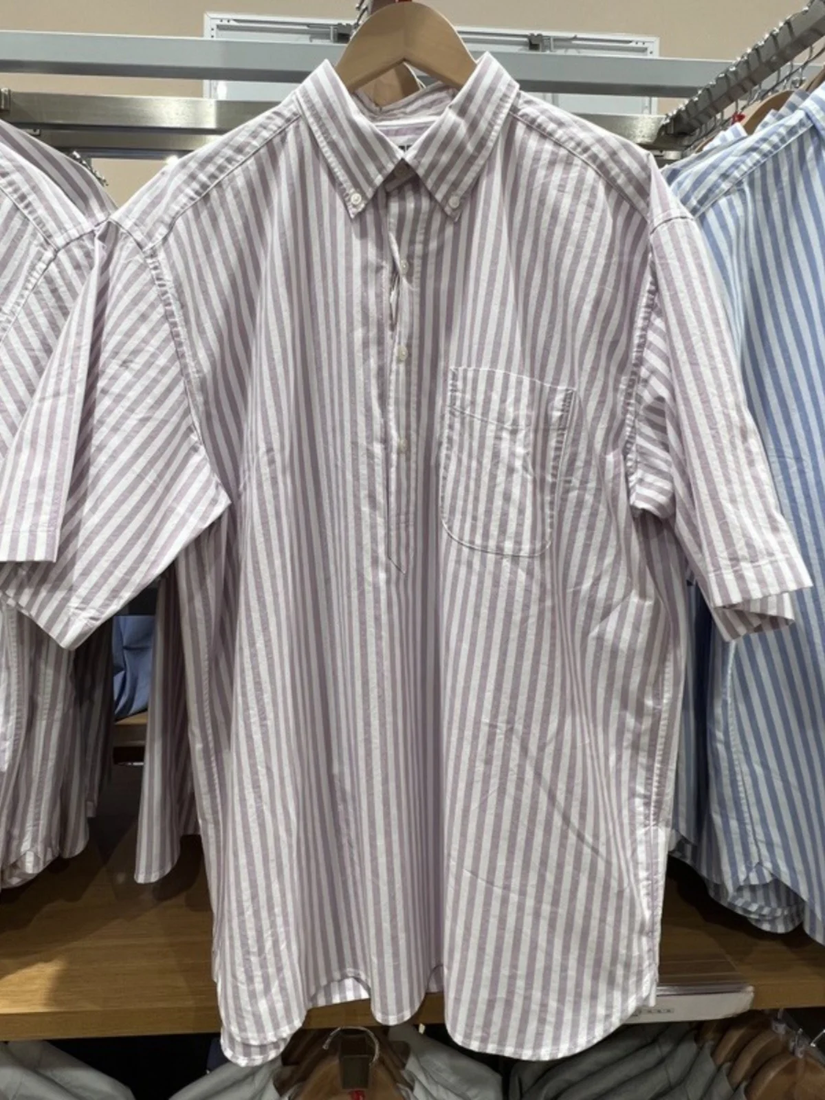 

Летний тканевый полосатый свободный крой ort Sve Overhead irt для мужчин и женщин, повседневный топ с тонким воротником-арпой, дизайн