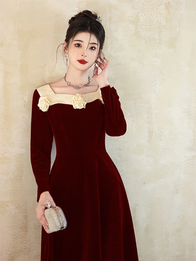 

Red Wedding Dr 2026 New Sle Bridal Gown for Engagement And Return Home ter Wedding High-End Feelings Korean Sle A-Li...