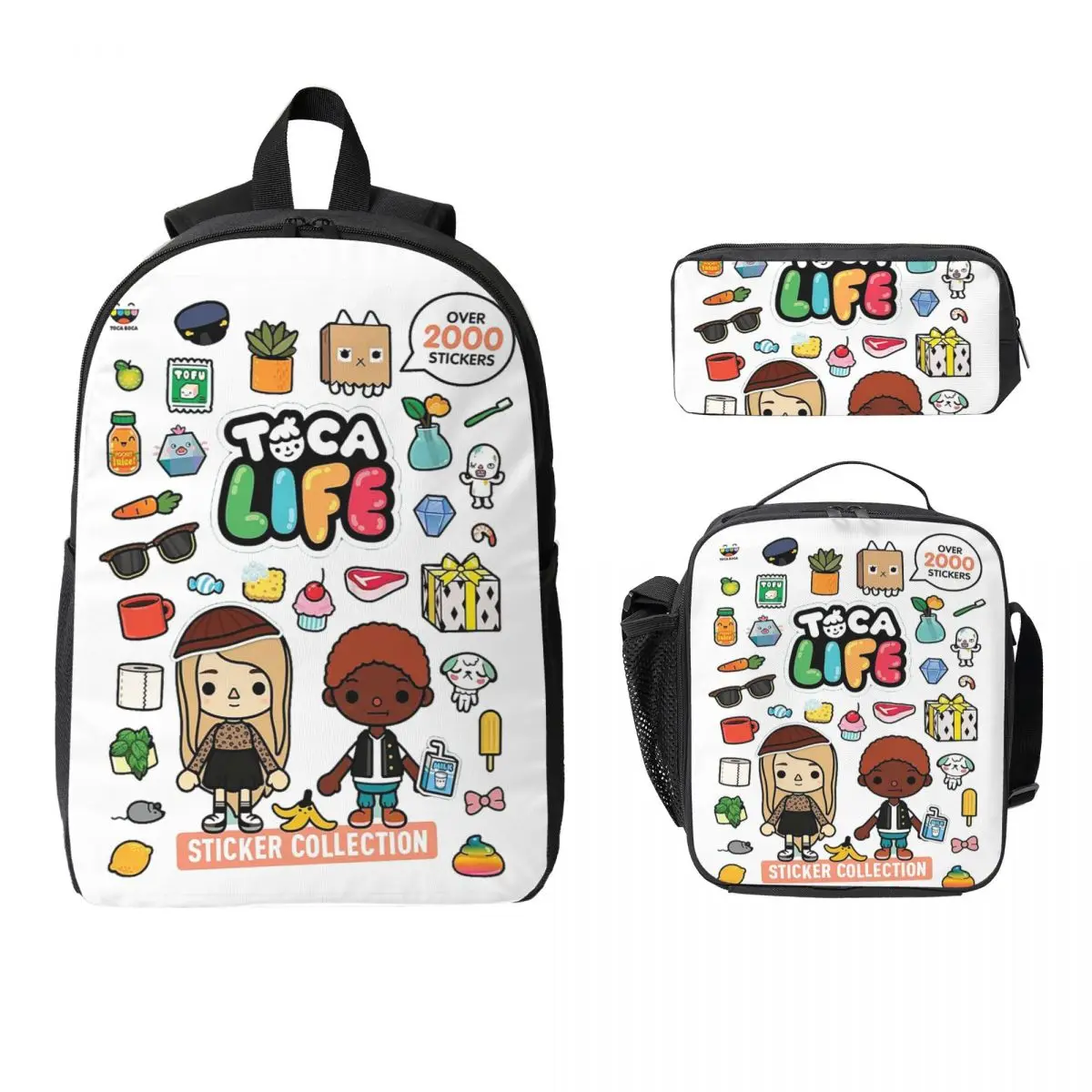

Toca Life Box Toca Boca Cute Game Backpack Student Boy Girl BookBag School Bag Shoulder Bags 3ps Insulated Lunch Bag Pencil Case