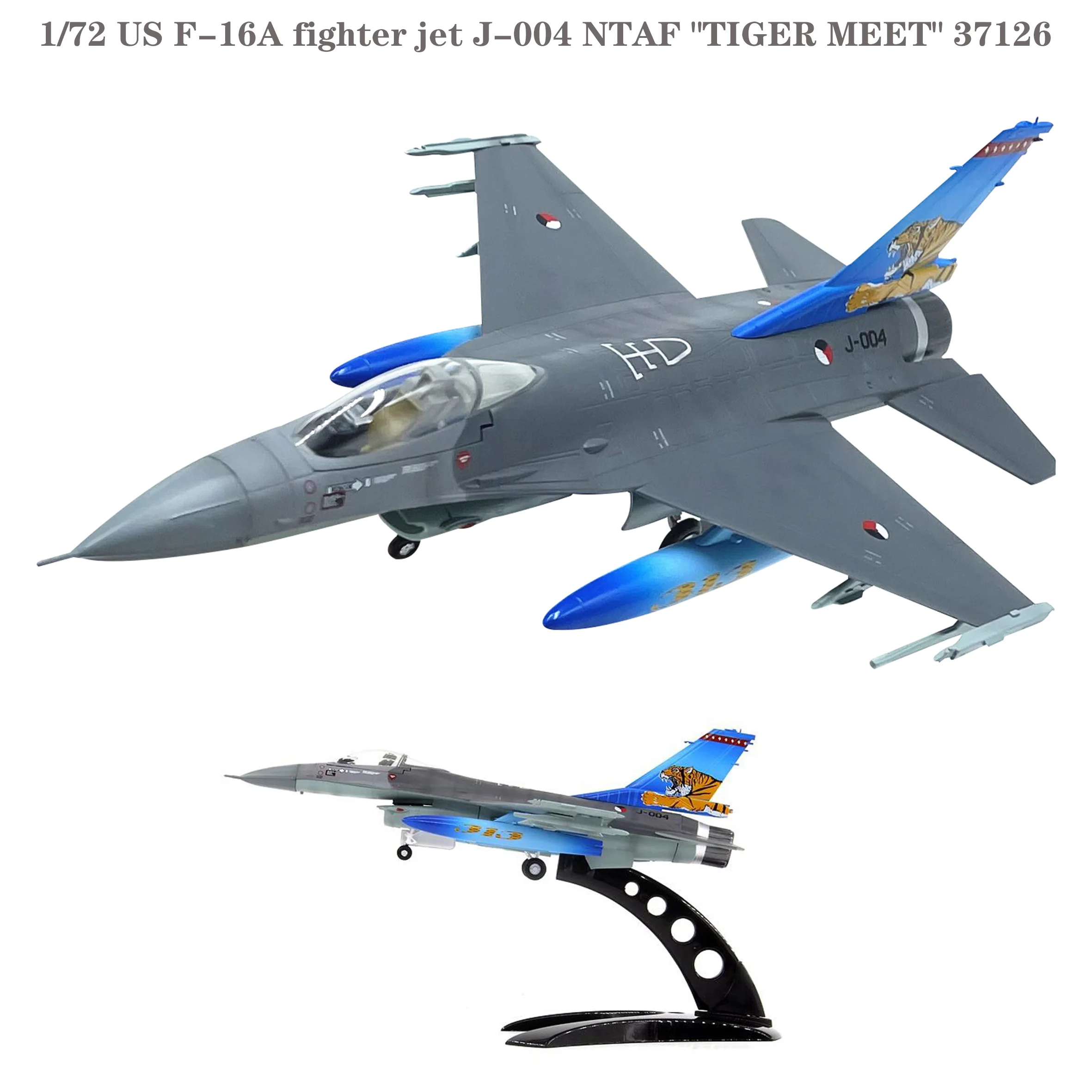 

1/72 US F-16A fighter jet J-004 NTAF "TIGER MEET" 37126 Finished product collection model