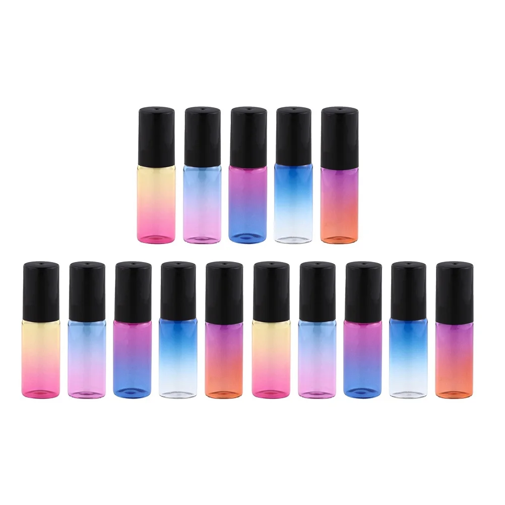 

15Pcs Gradient Roller Bottles Leakproof Roll-on Bottles for Essential Oil Perfume Refillable Portable Use