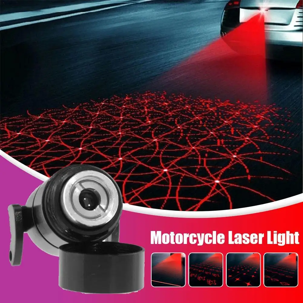 Motorcycle Laser Light Projector Taillight Fog Lamp Brake Signal Warning Light Motorcycle Car Safety Driving Decor Accessories