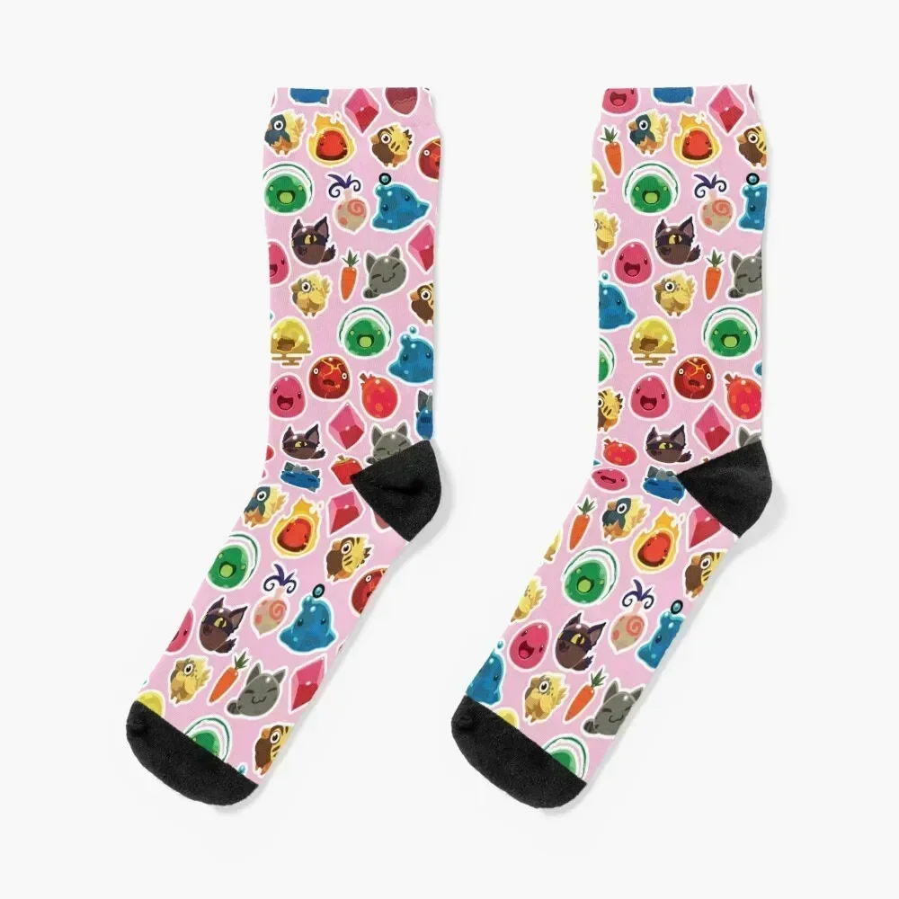 

Cute Pink Slime Rancher Pattern Socks cute colored Crossfit Rugby Socks Girl Men's heated Run snow Socks Female Men's
