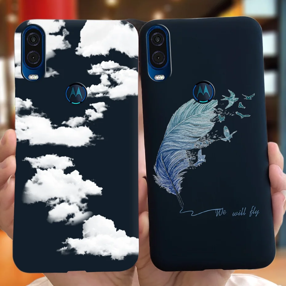 Cute Phone Case For Motorola Moto One Vision / Moto One Macro Soft TPU Black Silicon Cover Cases For MOTO Onevision XT1970