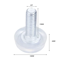 10 Stuks Schroef-In M6 Bolt Op Pad Transparante Meubels Tafel Bank Kast Verstelbare Nivellering Been Voeten Glide Slide base M6 * 19Mm