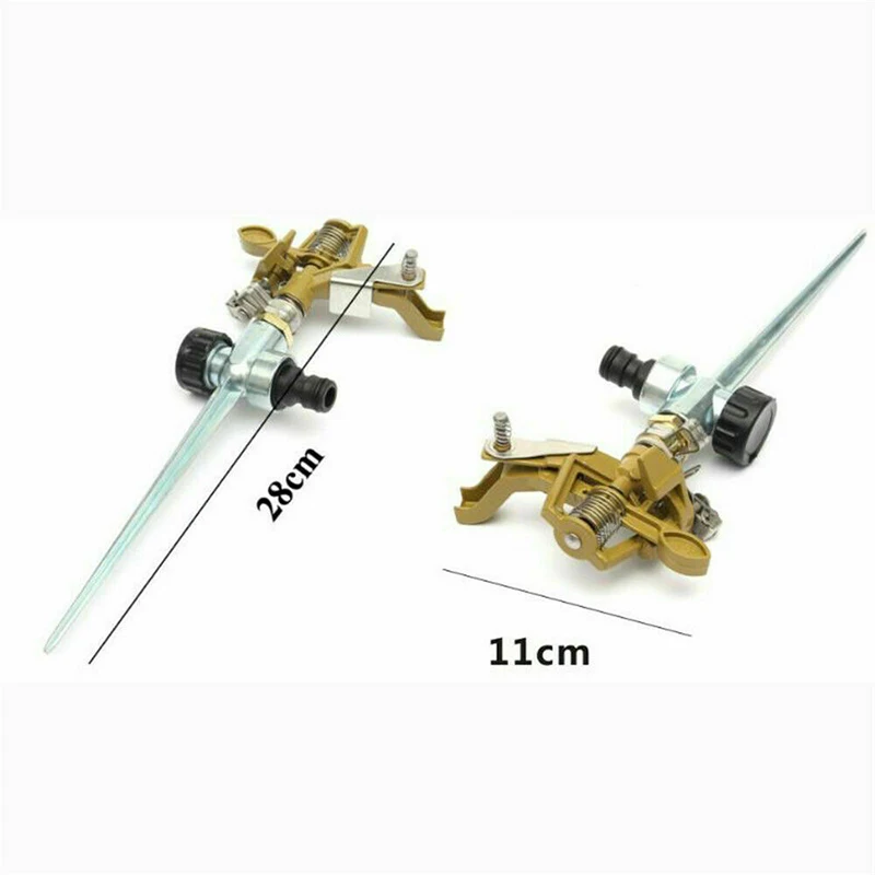 Water Sprinkler Garden Lawn Impulse Metal Spray Nozzle With Spike Needle Insertion Grass Hose Connector 360 Degree Irrigation