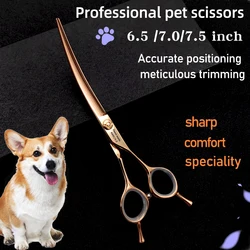 Professional Pet Grooming Scissors, Animal Hair Trimming for Dog, Precise Positions curved Shears, 6.5 