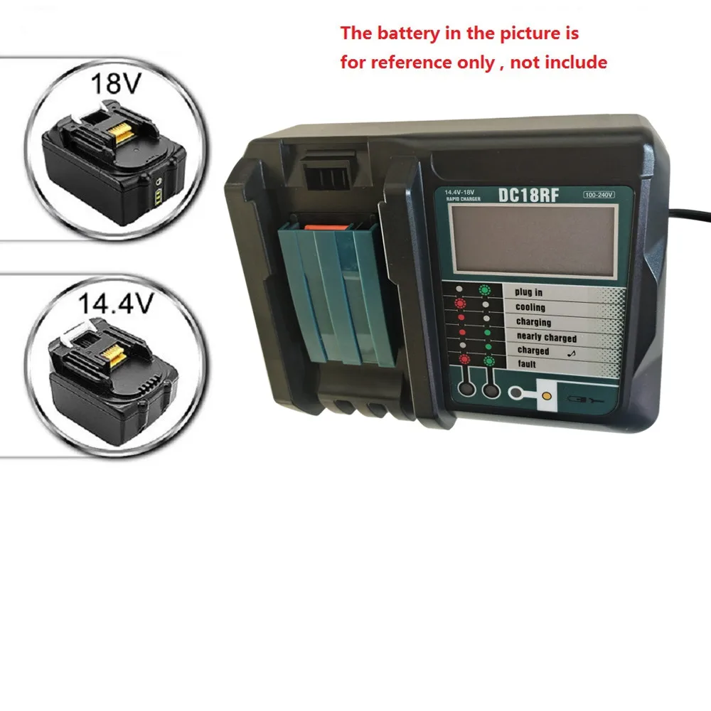 Для литий-ионного аккумулятора Makita 14,4 В/18 В 3,5 А, зарядное устройство для аккумулятора с ЖК-дисплеем BL1415 BL1430 BL1815 BL1830 BL1840 BL 18501860   С USB-портом