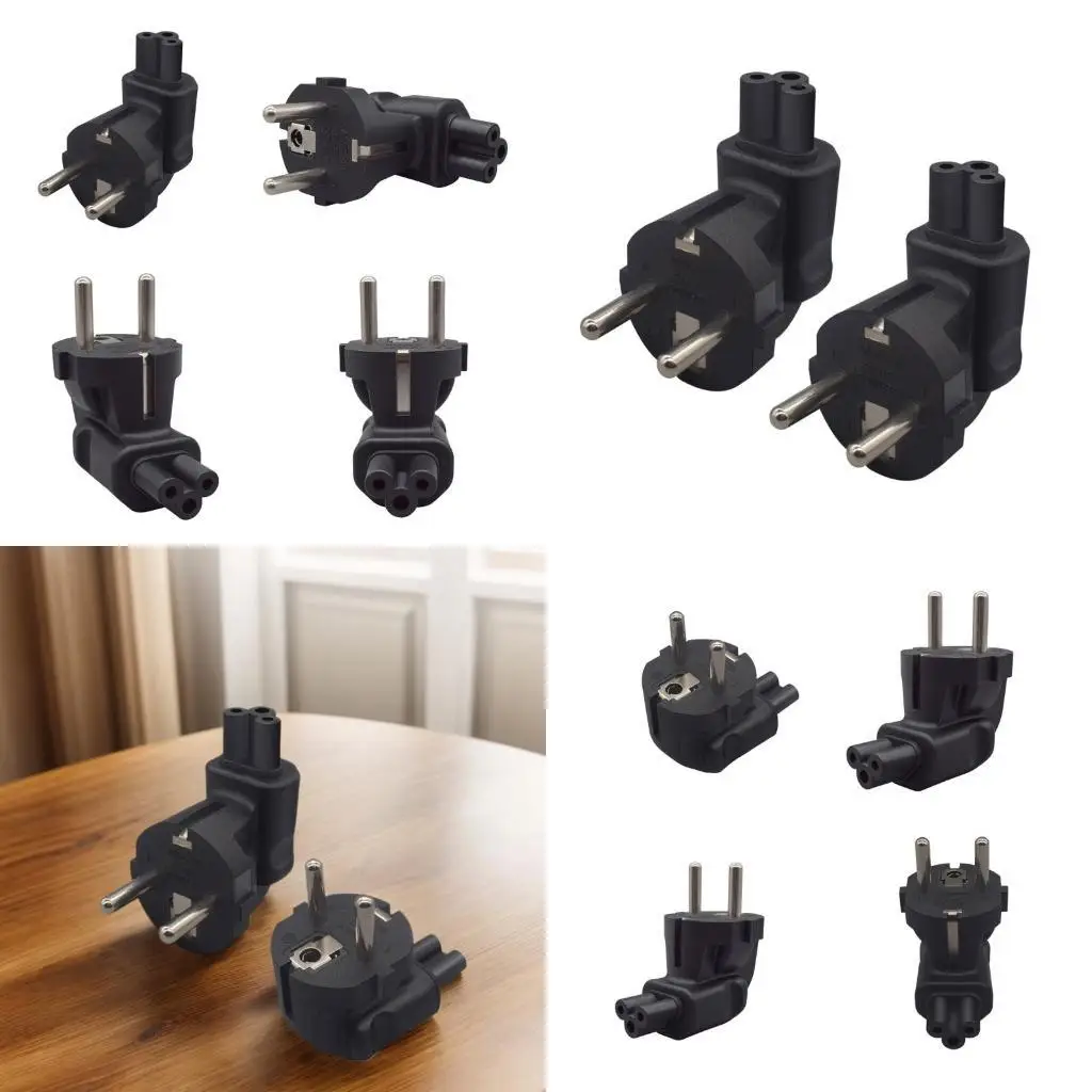 

652F Pack of 2pcs EU4.8mm to IEC320-C5 Power Adapter, 2 Terminals Male to 3Pin Female Power Connectors Converters