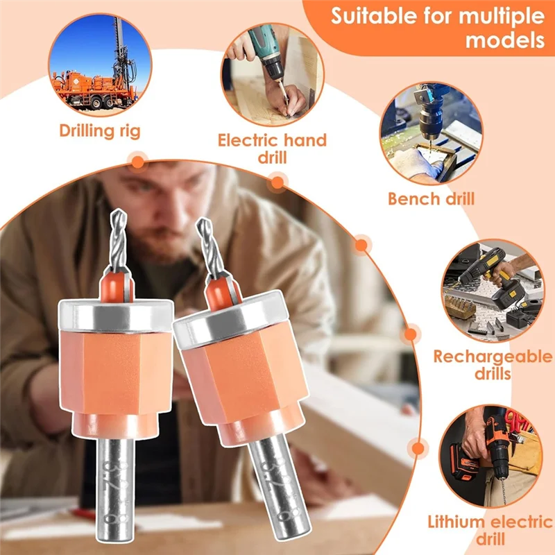 MOPHE-Single Hole Punch Set Of 5, 5/16 Inch Heavy Duty Puncher Adjustable Screw Cover With 5 Limit Countersink Bits Included