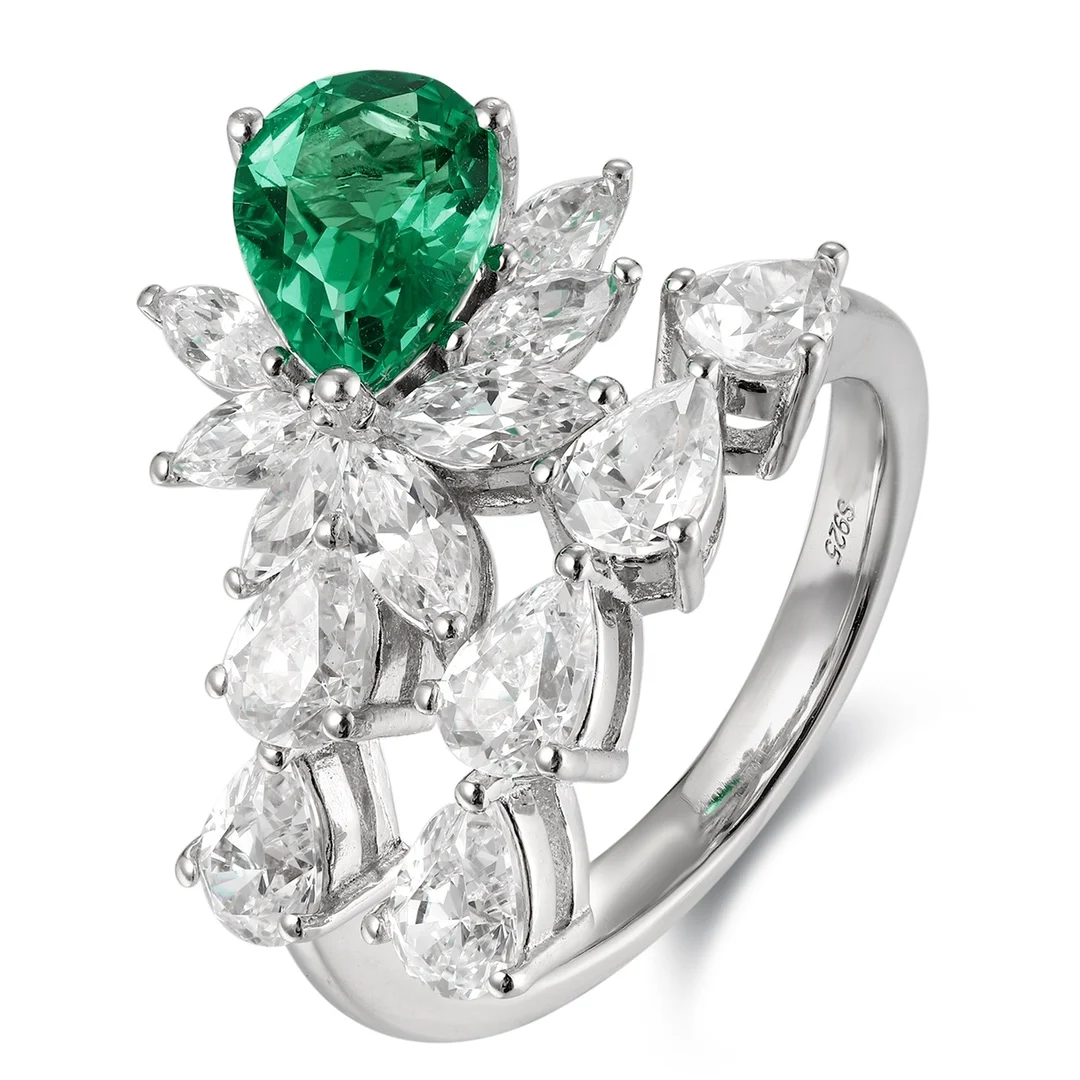 1 Carat Lab Grown Emerald Gemstone 925 Silver Ring Jewelry Blue Gemstone Sapphire Lab Created New Arrival