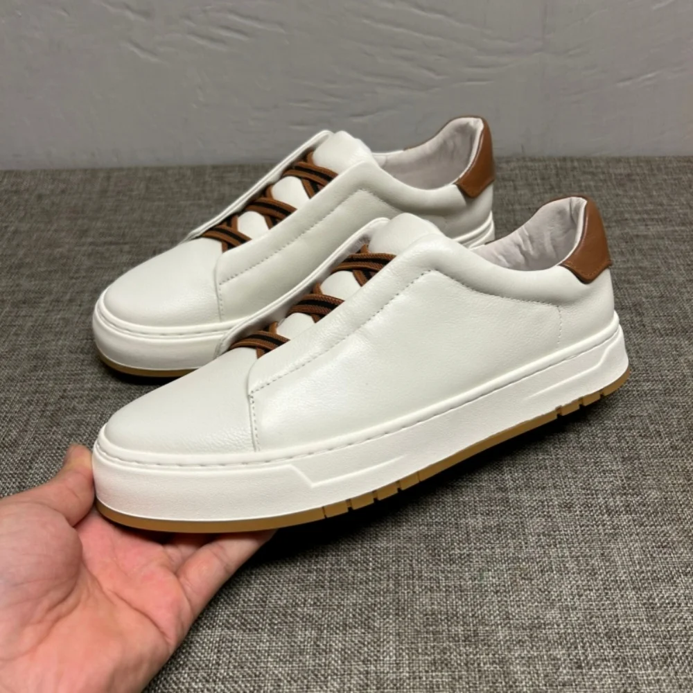 

New model leather white shoes - men's version, lazy shoes for men, men's casual sneakers