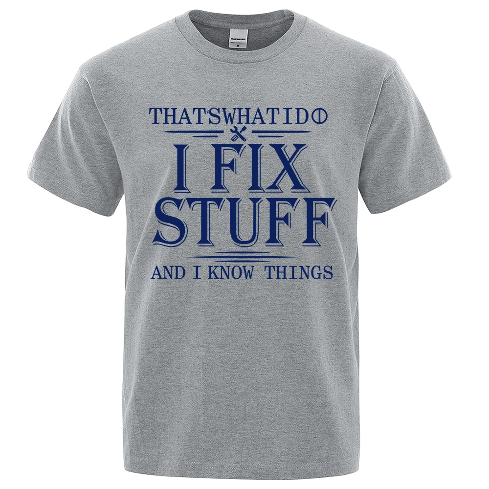 تي شيرت جديد للرجال والنساء لعام 2025 يسمح بالتهوية "I Fix Stuff" مطبوع صيفي غير رسمي بأكمام قصيرة ملابس خروج يومية