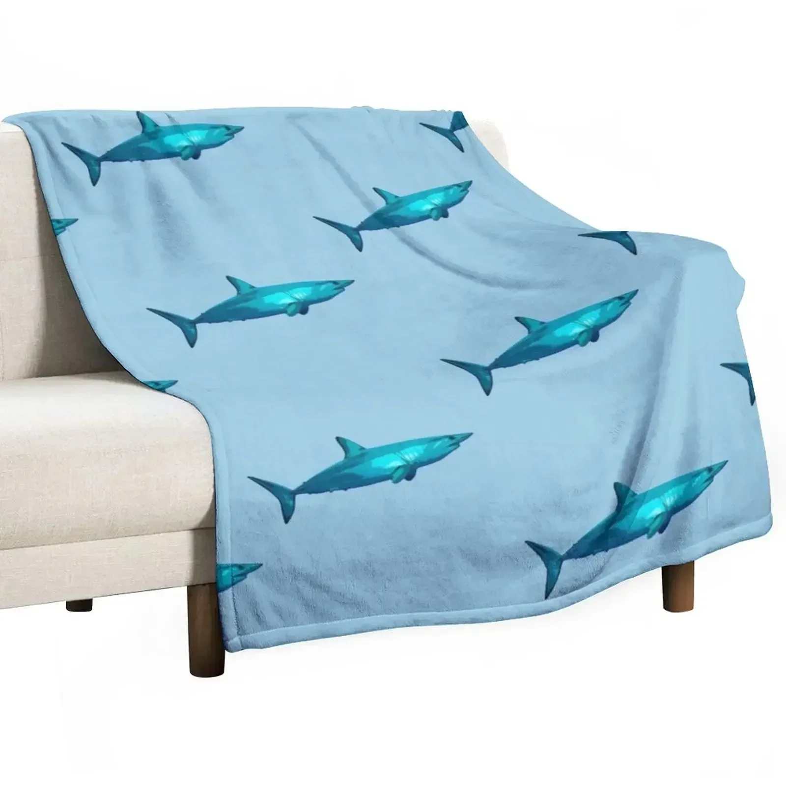 

Mako Shark Color Print Throw Blanket Warm Cute Flannel Fabric Kid'S Blankets