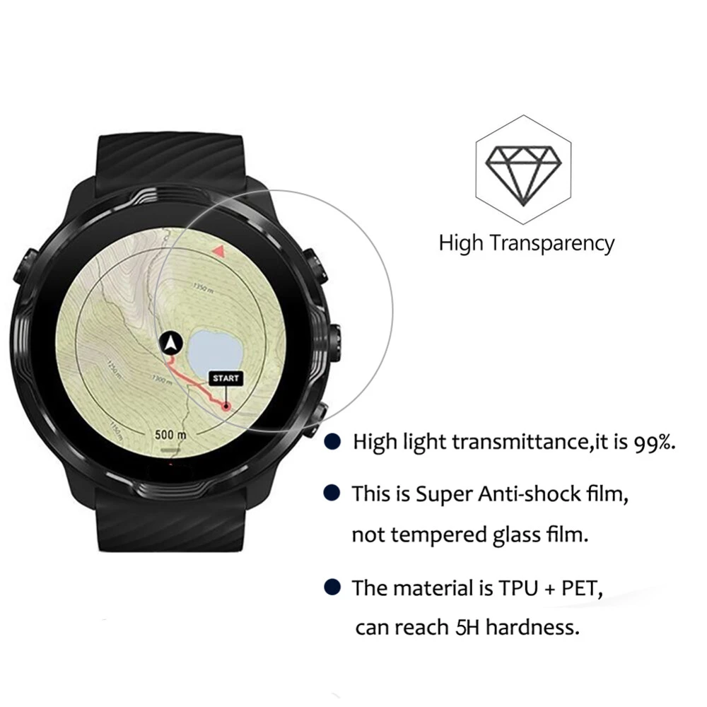 3PCS Clear Nano Anti-shock PET Protective Film For SUUNTO 7 SUUNTO7 9 Baro 9 PEAK Pro 5 D5 Smart Watch Screen Protector Film