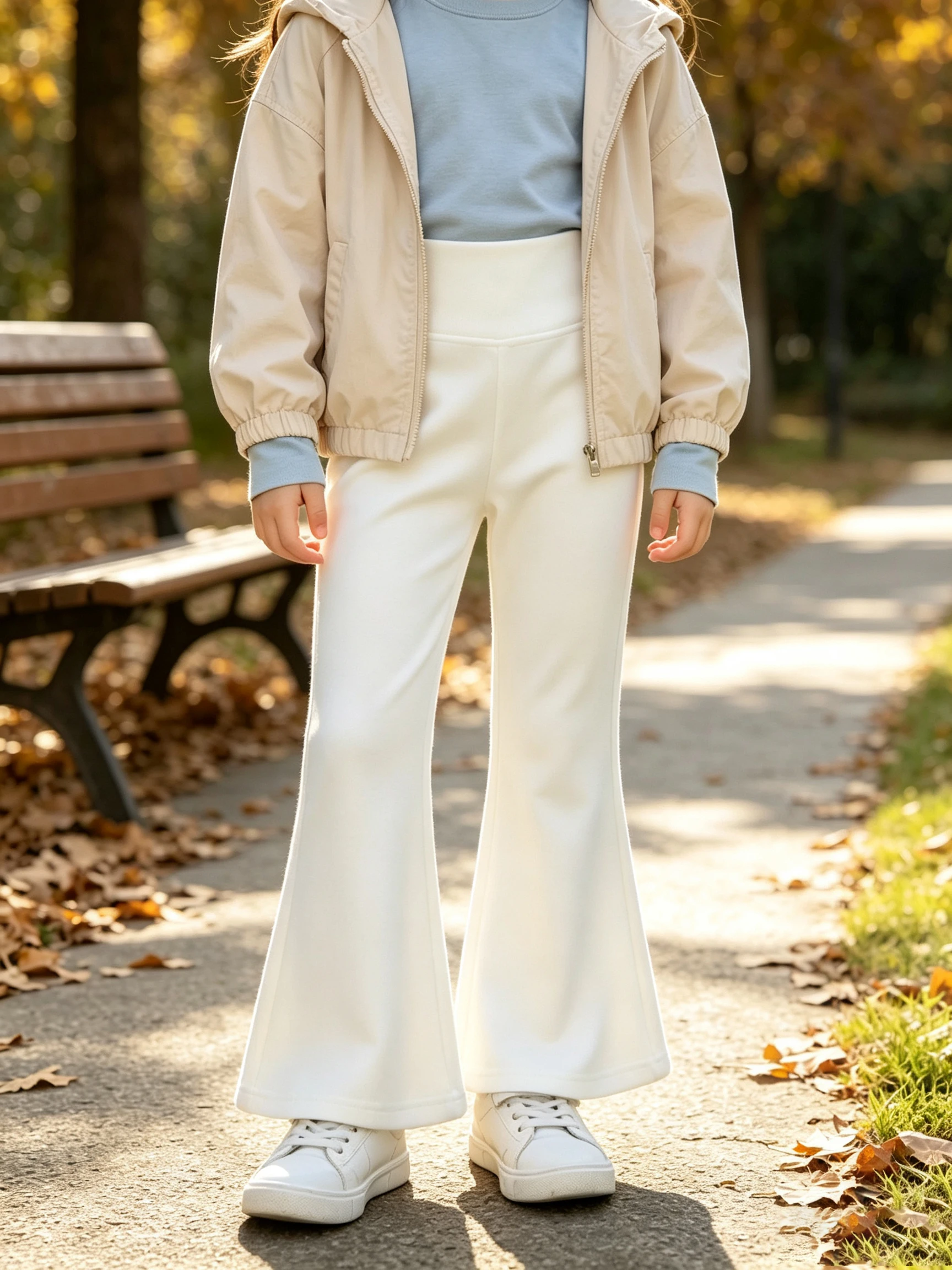 1Pc Kids Girls High Waist Flare Trousers Soft Elastic Long Pants Simple Versatile Bottoms Spring Autumn Casual Outfit for Age 2+