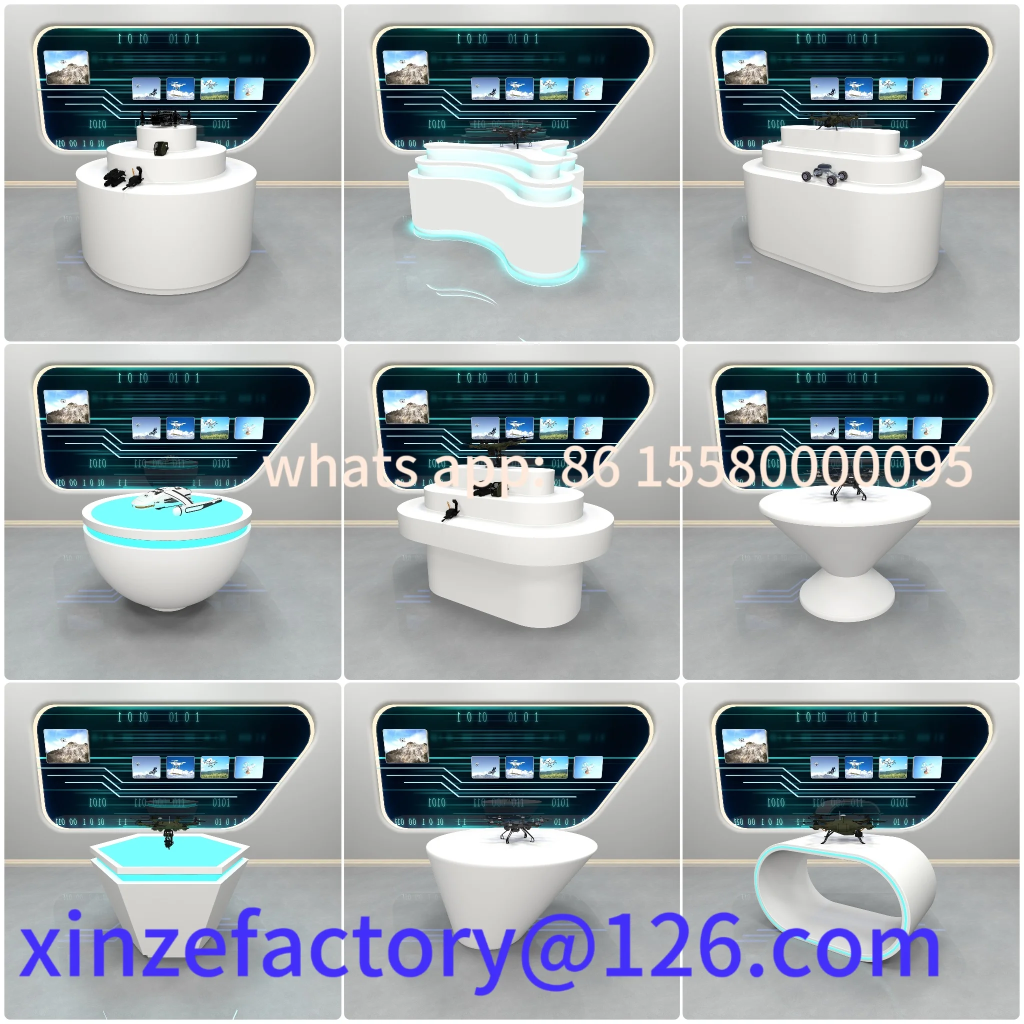 

Customizable Custom Lacquer Display Pod - Multi-Level Tech-Inspired Showcase with LED Lighting