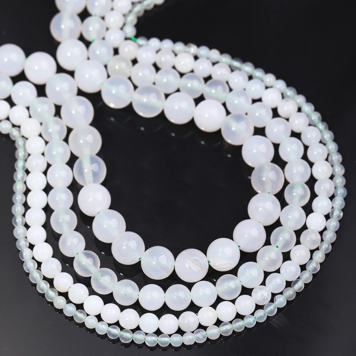 

SHIJIWLS White Agate Natural Stone Beads For Making Jewelry Round Bulk Spacer Beads, Diy Charm Bracelet Necklace Accessories