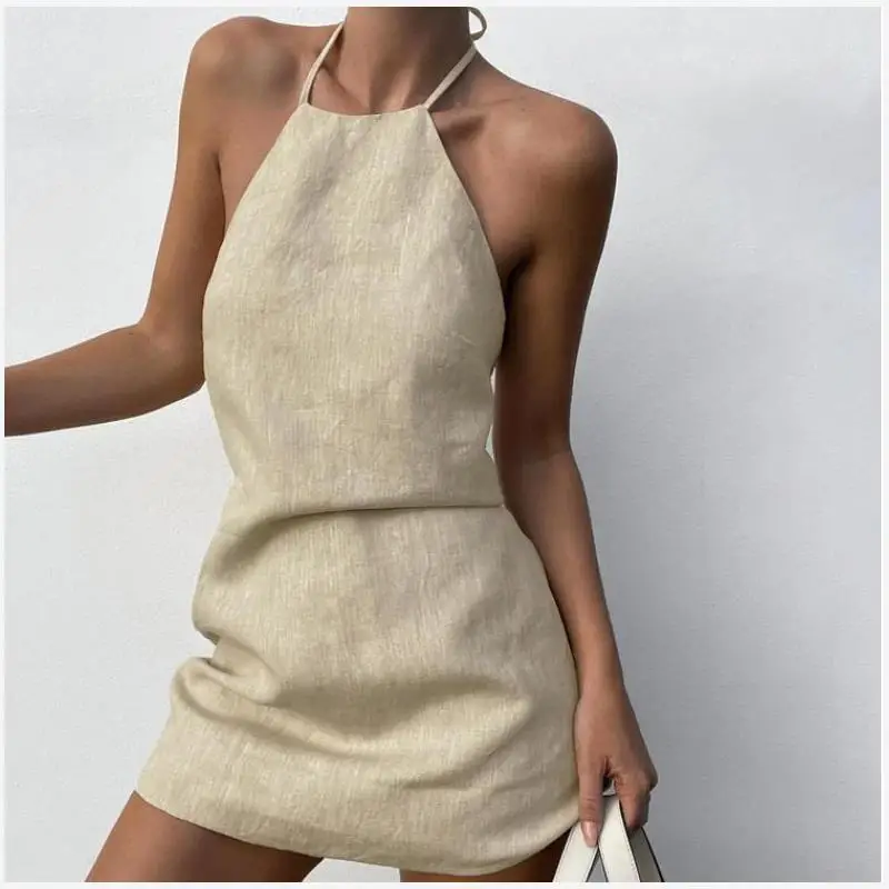 

Sexy Color Cotton Linen Strapl Bal High Waist ort Skirt Dr Summer A-Line Skirt Sle Svel Hang Ne