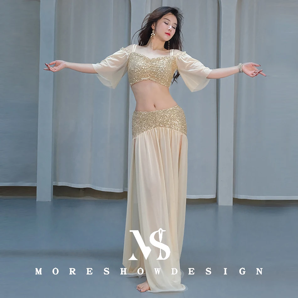 Buikdanskleding Top + Rok Set voor Vrouwen Oosterse Danskostuum Dame Stage Performance Oefenkleding Klasse Leskleding