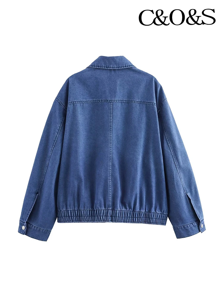 جاكيت أفياتور جينز كاجوال نسائي بقصة كاجوال نسائية عصرية مع جاكيت بأكمام طويلة بسحاب على الرقبة بأكمام طويلة #2