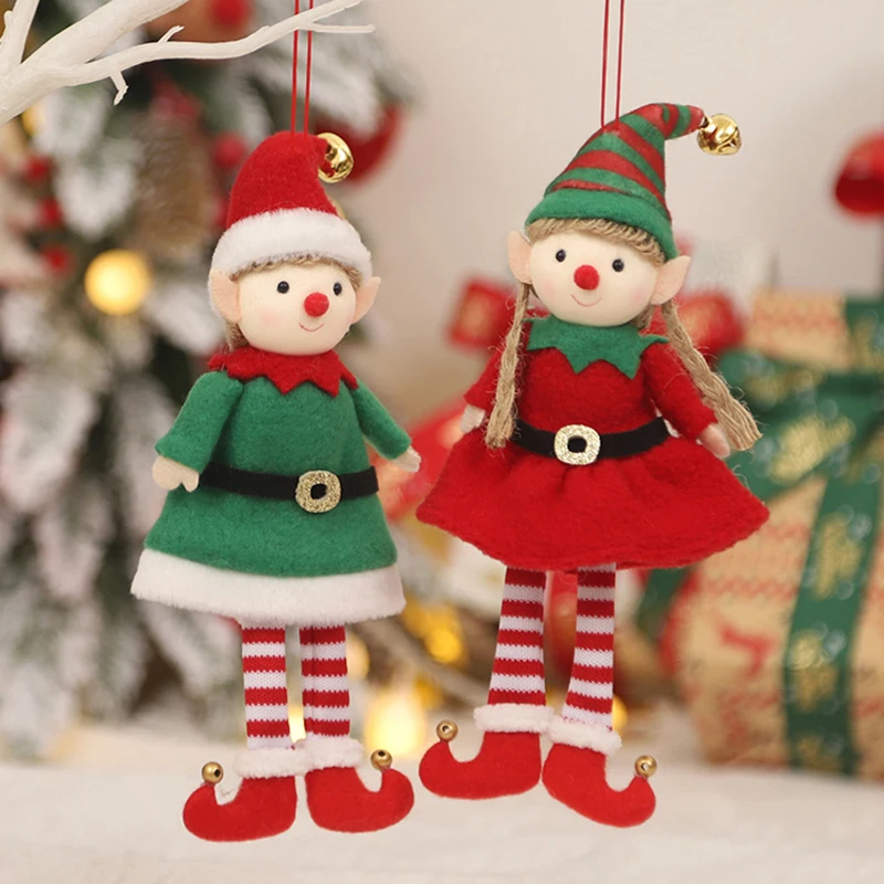 

1Pcs Lovely Xmas Tree Decor Christmas Elves Stuffed Plush Dolls Hanging Ornaments Cute Boy Girl Elf Pendant Kids Gifts New Year