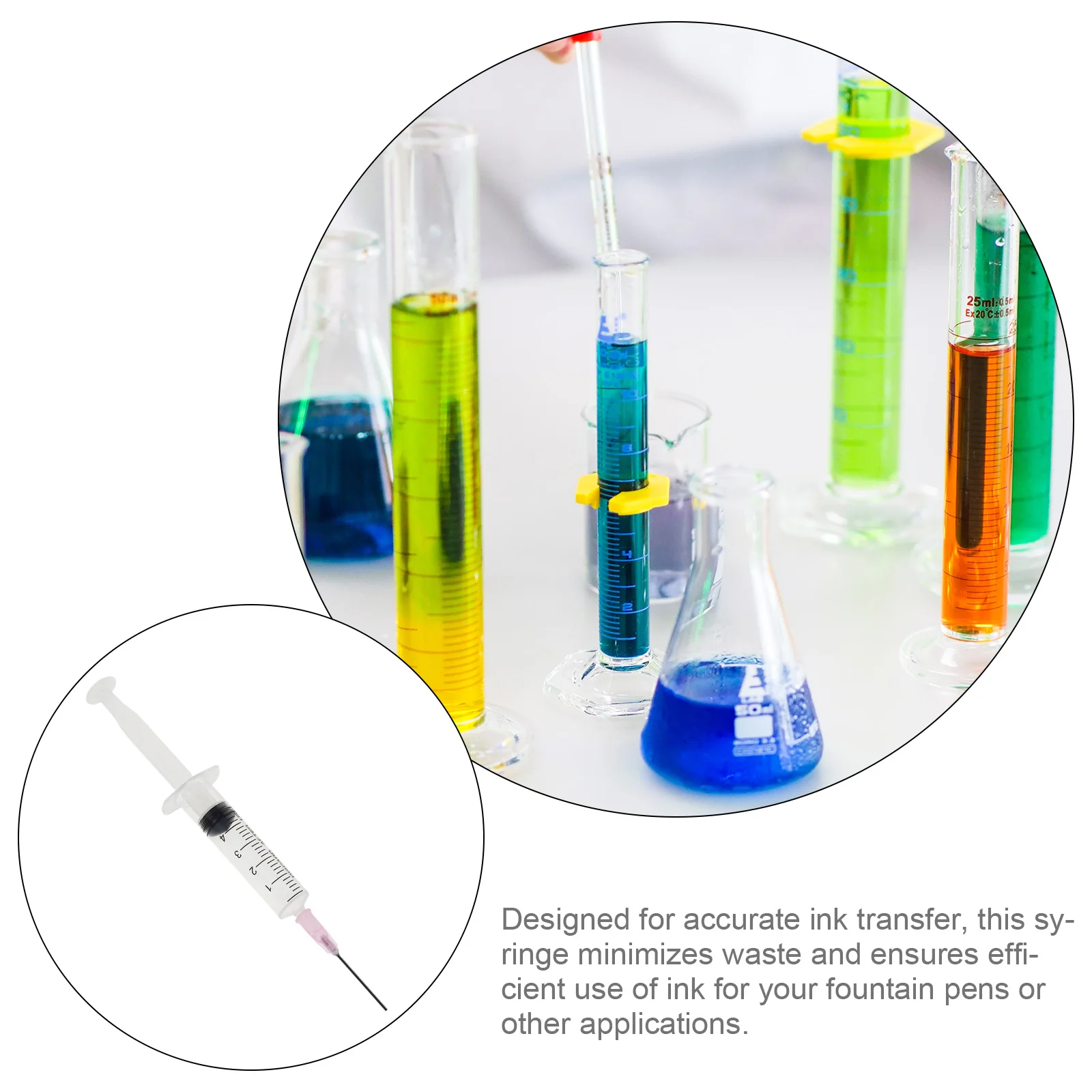 Outil d'injection d'encre, seringue à pointe plate précise, conception ergonomique anti-fuite pour stylo plume, recharge d'encre, remplissage d'huile essentielle 50 pièces