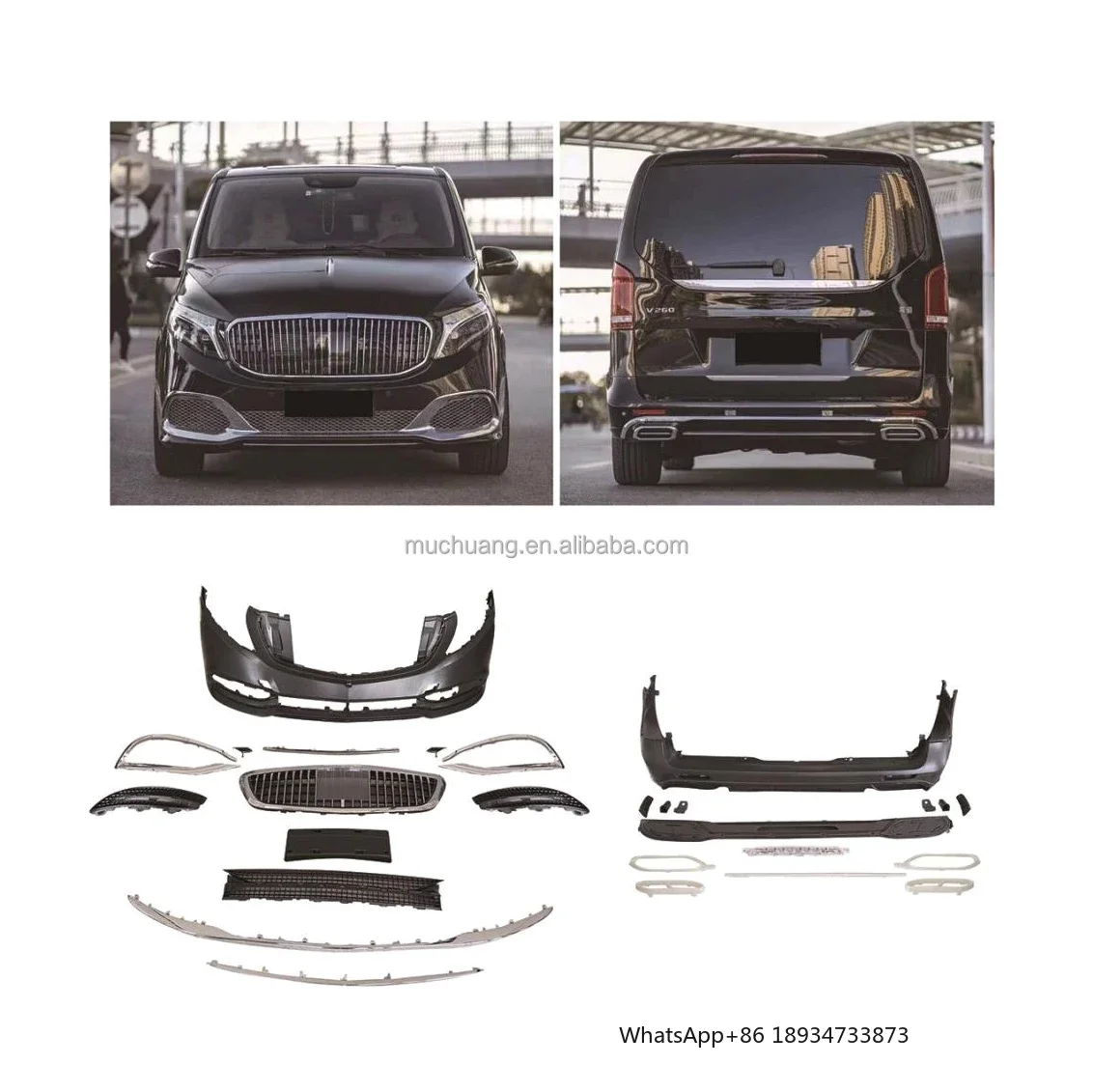 Hot selling spot car modification upgrade body kit suitable front rear bumper for Benz-Vito W447 W457 V260 to Maybach W222