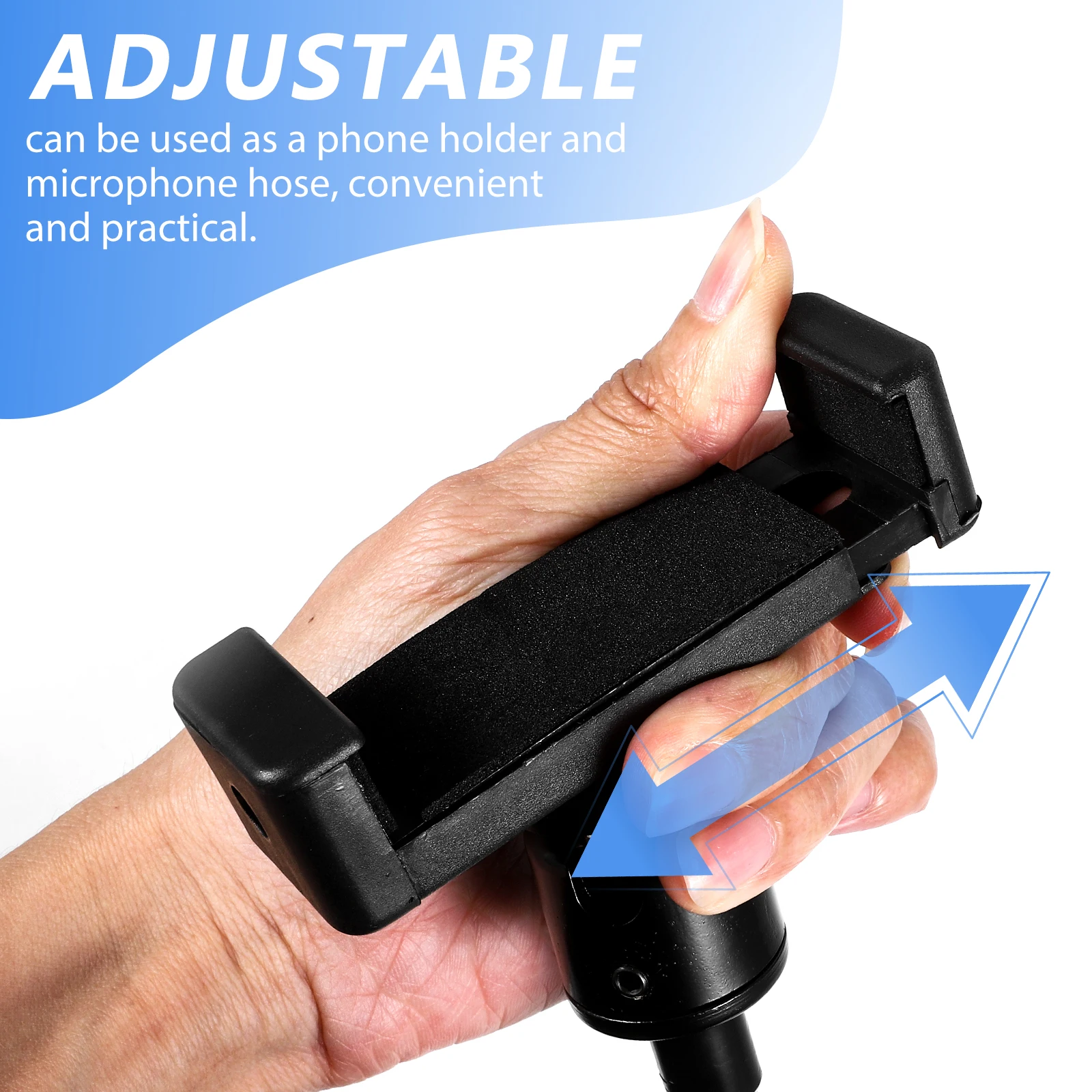 

Phone Holder For Mic Stand Adjustable Durable Clamp Compatible With Most Mic Stands Bike Handlebars Cellphone Mount Vlogger