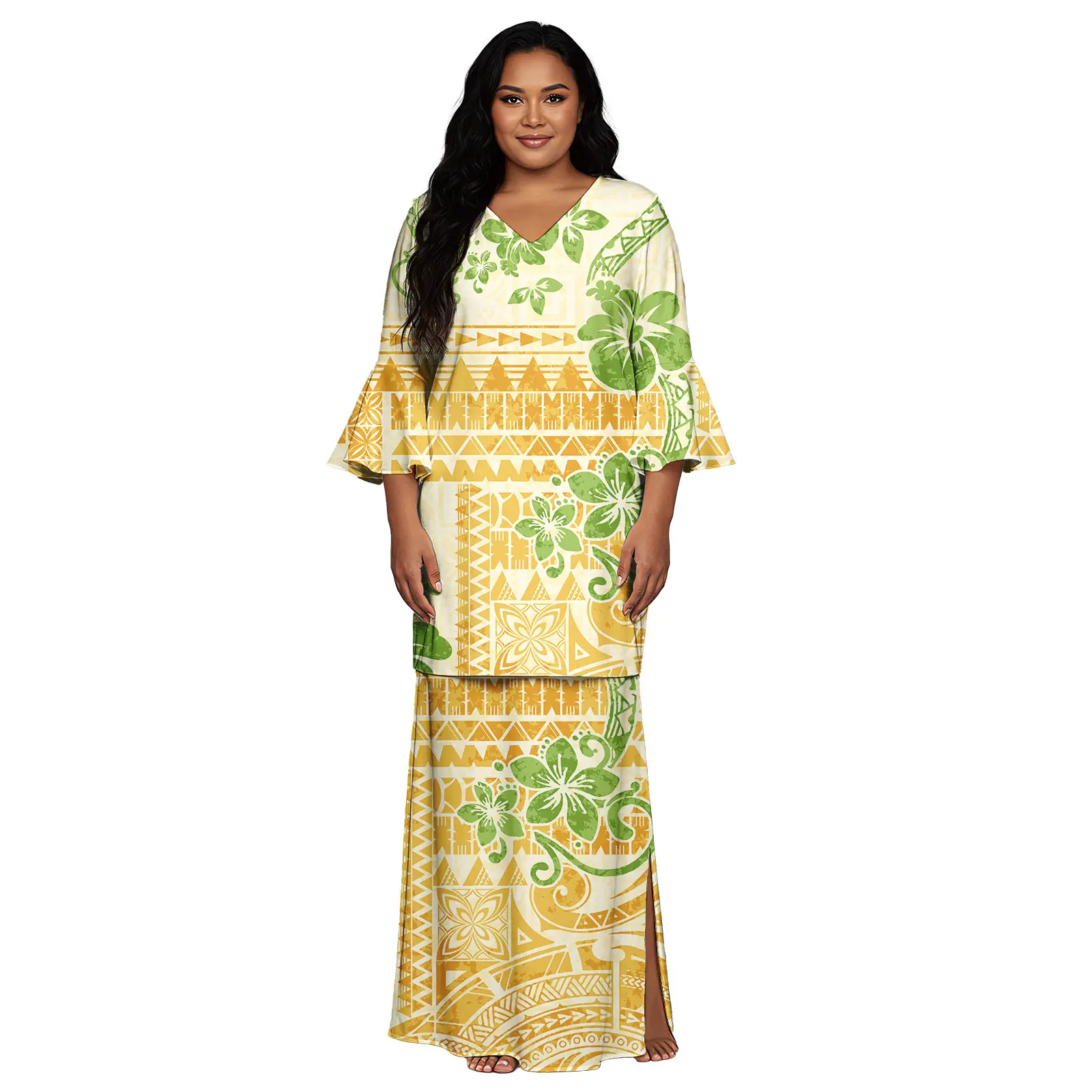 Top da donna e gonne lunghe Set da 2 pezzi Abito stile isola del Pacifico Personalizzato Abiti da ballo per feste Samoani Puletasi Tonga Puletaha