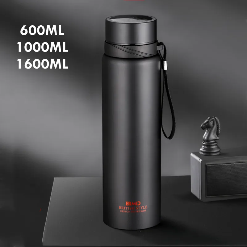 Double Stainless Steel Vacuum Flask With Filter Large Capacity Portable Sport Thermos Mug Coffee Tea Tumbler 1000ml/1600ml